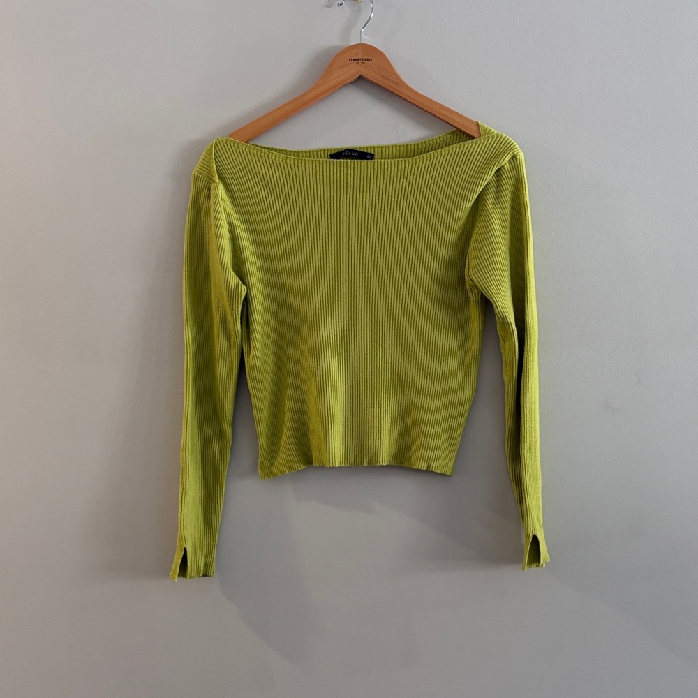 Deluc Lime Green Ribbed Sweater